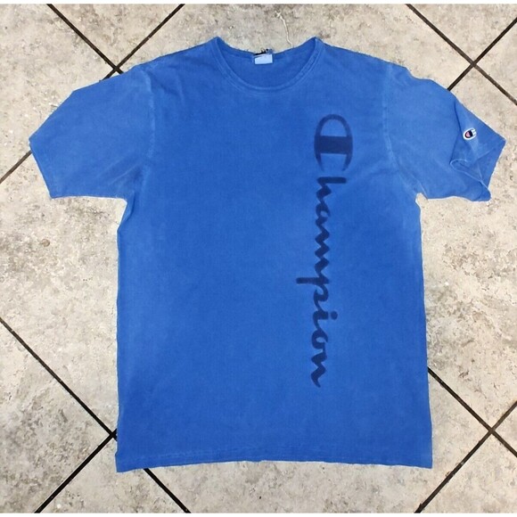 Champion Short Sleeve Algodon Faded Blue T-Shirt Size Adult Large Fast Shipping - Picture 11 of 11